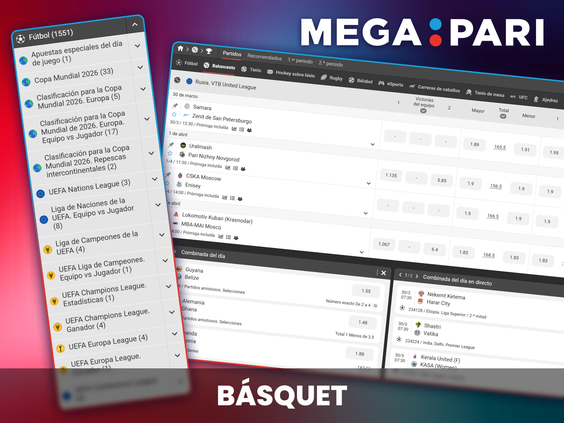 Opciones de apuestas para la NBA y la Liga Nacional de Básquetbol.